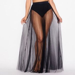 See Through Cover Up Skirt -Black